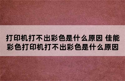 打印机打不出彩色是什么原因 佳能彩色打印机打不出彩色是什么原因